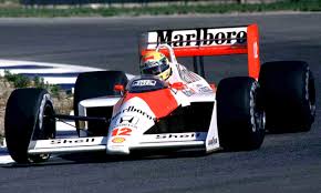 Ayrton Senna driving the McLaren MP4/8 in iconic Marlboro livery